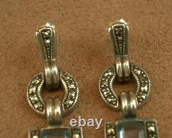 Belles Boucles D Oreilles Pendantes Anciennes Art Deco Argent Massif Et Pierres