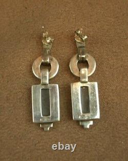 Belles Boucles D Oreilles Pendantes Anciennes Art Deco Argent Massif Et Pierres
