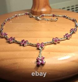 Bijoux anciens argent massif Collier Rubis Marcassite Veritable