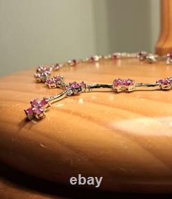 Bijoux anciens argent massif Collier Rubis Marcassite Veritable