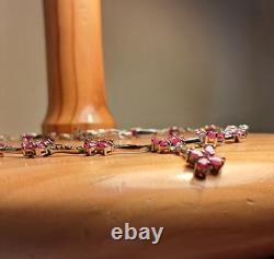 Bijoux anciens argent massif Collier Rubis Marcassite Veritable