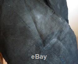 Blouse de maquignon ancienne/Biaude/Blaude en lin noir/ Boucle col argent massif