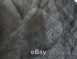 Blouse de maquignon ancienne/Biaude/Blaude en lin noir/ Boucle col argent massif