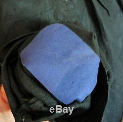Blouse de maquignon ancienne/Biaude/Blaude en lin noir/ Boucle col argent massif