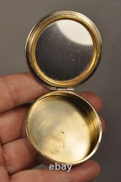 Boite A Mouches Ancien Argent Massif Emaille Antique Enameled Silver Patch Box