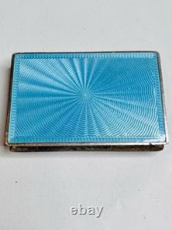 Boîte Art Déco en argent massif 935 émail guilloché turquoise coffret ancien