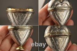 Boite Reliquaire Ancien Argent Massif Antique Solid Silver Reliquary Heart Box