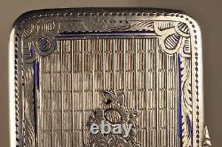 Boite Tabatiere Ancien Argent Massif Emaille Antique Enameled Silver Snuff Box