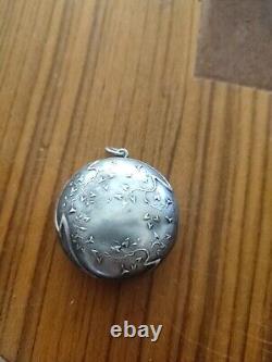 Boîte ancienne miniature Pilulier Argent Massif Art Nouveau Pillbox Sterling