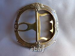 Boucle de ceinture ancienne en argent massif art nouveau 1900 à décor de fleur