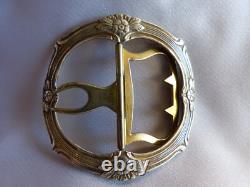 Boucle de ceinture ancienne en argent massif art nouveau 1900 à décor de fleur