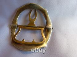 Boucle de ceinture ancienne en argent massif art nouveau 1900 à décor de fleur