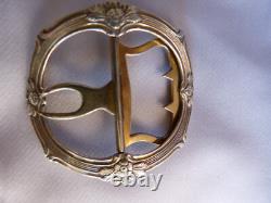 Boucle de ceinture ancienne en argent massif art nouveau 1900 à décor de fleur