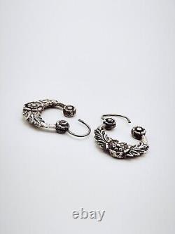 Boucles d'oreilles dormeuses anciennes en Argent massif