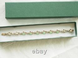 Bracelet Ancien Argent Massif Aventurine Verte Jade Antique Silver