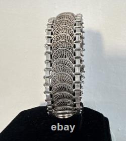 Bracelet Ancien Argent Massif Filigrane Manchette Ref J91