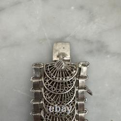 Bracelet Ancien Argent Massif Filigrane Manchette Ref J91