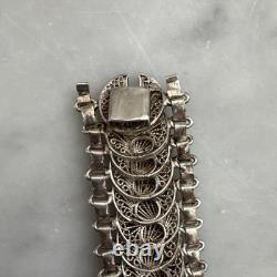 Bracelet Ancien Argent Massif Filigrane Manchette Ref J91