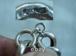 Bracelet Ancien Argent Massif Grosses Mailles Antique Silver