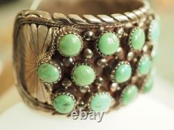 Bracelet Ancien Argent Massif Turquoises Navajo Silver Cuff Tom Platero
