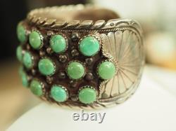 Bracelet Ancien Argent Massif Turquoises Navajo Silver Cuff Tom Platero