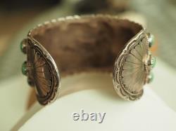 Bracelet Ancien Argent Massif Turquoises Navajo Silver Cuff Tom Platero