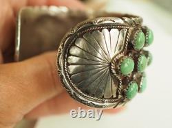 Bracelet Ancien Argent Massif Turquoises Navajo Silver Cuff Tom Platero