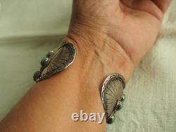 Bracelet Ancien Argent Massif Turquoises Navajo Silver Cuff Tom Platero