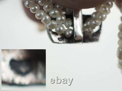 Bracelet Ancien Art Deco Perles Fines Argent Massif Antique Silver Fine Pearl