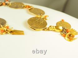 Bracelet Ancien Ethnique Argent Massif Corail Antique Silver Coral