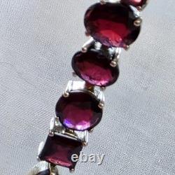 Bracelet Ancien d'Inspiration Art Déco / Artisan en Argent 925 et Grenats
