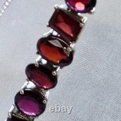 Bracelet Ancien d'Inspiration Art Déco / Artisan en Argent 925 et Grenats