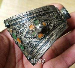 Bracelet Argent Niellé Ancien Email Maroc Antique Moroccan Berber Silver Bangle