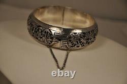 Bracelet Chinois Ancien Argent Massif Antique Chinese Solid Silver Bangle