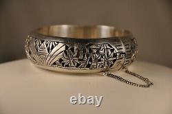 Bracelet Chinois Ancien Argent Massif Antique Chinese Solid Silver Bangle