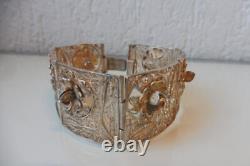 Bracelet En Argent, Argent 900, Beau Bracelet Ancien Massif, Fait Main