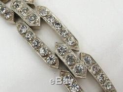 Bracelet ancien Art Déco argent diamants d'imitation Style joaillerie Superbe