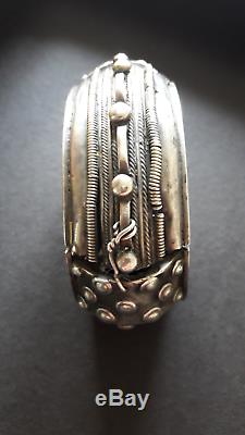 Bracelet ancien argent massif origine ethnique, vintage silver cuff, Yemen