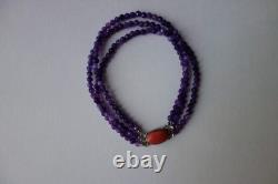Bracelet ancien en Améthyste, corail et argent
