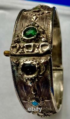 Bracelet ancien en argent a charnière ethnique, Berbère, Kabyle