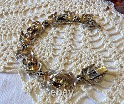 Bracelet ancien style Art Déco marcassites argent massif 925 poinçons feuillage