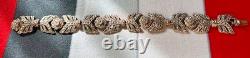 Bracelet ancien style Art Déco marcassites argent massif 925 poinçons feuillage