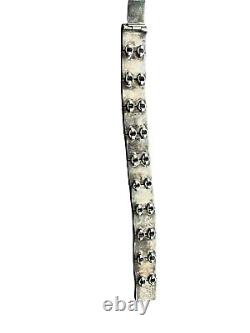 Bracelet argent massif ancien Unisex Vintage Émaillé Géométrique Bijoux Mexicain