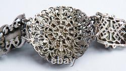 Bracelet argent massif + camée en malachite silver Bijou ancien 19e s cameo