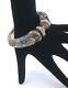 Bracelet Jonc Vintage Ancien En Argent Massif émaillé Tête De Chimère Signé