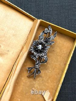 Broche Ancien Art Nouveau Or Argent Massif Diamants Antique Gold Silver Brooch