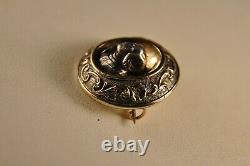 Broche Ancien Or Argent Massif Antique Solid Silver Gold Brooch