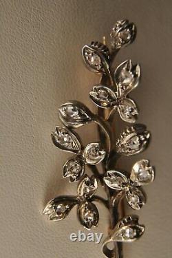 Broche Ancien Or Massif 18k Argent Diamants Antique Gold Silver Diamond Brooch