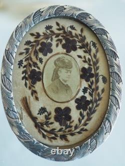 Broche Ancienne Argent Massif Miniature Cheveux Bijou De Sentiment Antique Brooc