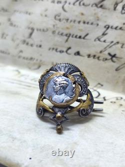 Broche Ancienne en Argent Vermeil Filigrané XIX? Siècle Sarah Bernhardt